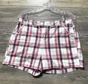 Dockers Shorts Size 6 Petites Pink Plaid Pockets Chino Favorite Fit Women’s - Picture 1 of 13