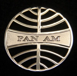 PAN AM LOGO GOLD HAT BADGE SEAL CUT OUT PIN UP PAN AMERICAN AIRLINE PILOT CREW - Picture 1 of 24