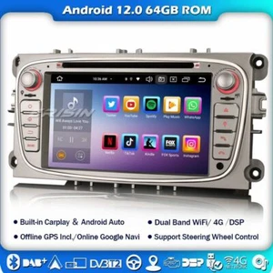 8-Kern Android 12 Autoradio Ford Mondeo Focus S/C-Max Galaxy DAB+Navi IPS 64GB - Bild 1 von 12