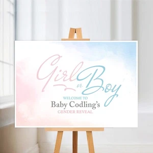 GENDER REVEAL BABY PERSONALISED WELCOME SIGN DISPLAY PRINT POSTER FOAM BOARD - Picture 1 of 2