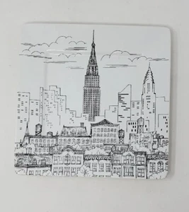 222 Fifth CITY SCENES New York Empire State Bldg  8" Plate Black & White - Picture 1 of 7