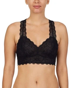 NWT! DKNY Women's Sz M Superior Lace Wire Free Racerback Bralette DK4522 Black - Picture 1 of 7