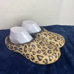 Crocs Freesail Clogs Size 9 Women's Leopard Dual Comfort Fleece Lined - Picture 1 of 13