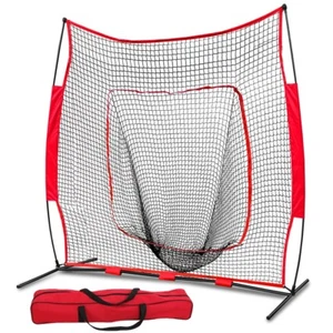 Baseball Training Aids Net Softball Hitting Batting Practice W/Bow Frame Bag - Picture 1 of 8