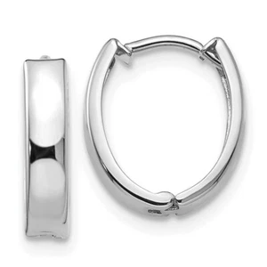 10k 10kt White Gold Polished Hinged Hoop Earrings 12.25 mm X 10.9 mm - Picture 1 of 3