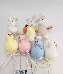 Vintage Paper Easter Decoration Lot 1990's Floral Picks - Picture 1 of 5