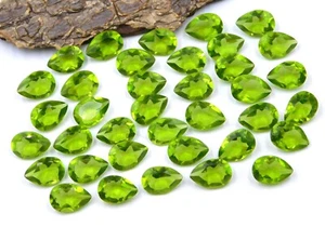 7x10 MM Lab Created Peridot Pear Cut Lot Loose Gemstone For Jewelry P-2956 - Picture 1 of 7