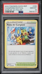 2022 Pokemon Italian Black Star Promo Worlds Champions Festival PSA 10 GEM 💎 - Picture 1 of 2