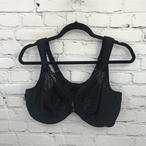 Glamorise Bra Womens 44D Balconette Front Closure WonderWire Black 1245 - Picture 1 of 10