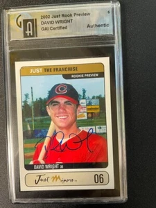 DAVID WRIGHT 2002 JUST ROOKIES PREVIEW GAI CERTIFIED AUTOGRAPH - Picture 1 of 1