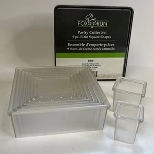 Fox Run 9 piece square plastic cookie pastry cutter set. New in box. - Picture 1 of 6