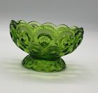L E Smith Glass Green Moon And Stars Footed Candle Holder 