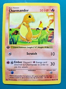 1999 Pokemon Base 1st Edition #46 Charmander dicker Stempel Pokemon Gaming - Bild 1 von 16