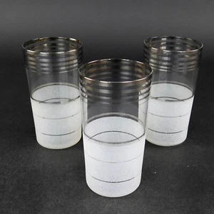 Set vintage 3 bicchieri a sfera alti a righe argento Frost Nip 12 oz - Foto 1 di 7