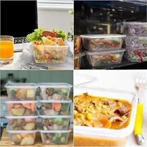 Plastic Food Containers with lids Takeaway Microwave Freezer Safe Storage Boxes - Picture 1 of 10