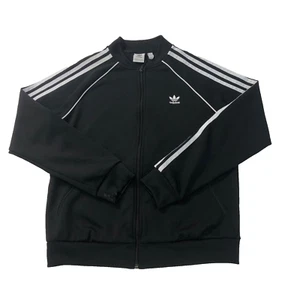 Sudadera para mujer ADIDAS blanca y negra a rayas cremallera completa mediana Reino Unido 14 EUR 42 logotipo - Imagen 1 de 9