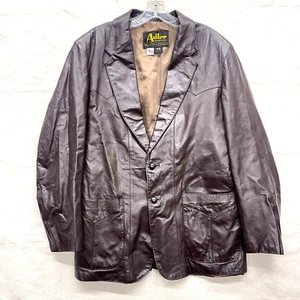 Vintage 70s 80s Adler Dark Brown Soft Leather Blazer Coat - Made in USA Size 44 - Picture 1 of 12
