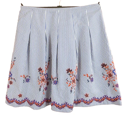 SK17264- NINE WEST Mujer Algodón Plisado Acampanada Falda Floral Rayas Talla 12 Foto 1 de 4