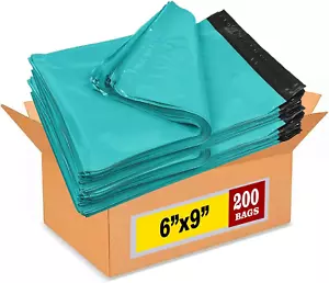 (200-Pack) Poly Mailers 6X9 Inch Small #1 Teal Color Poly Mailing Shipping Envel - Picture 1 of 12