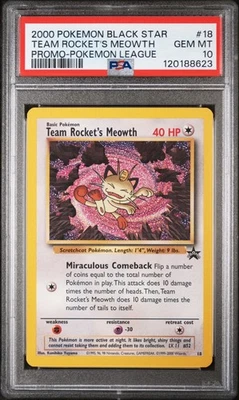 PSA 10 2000 Team Rocket's Meowth 18 Black Star Promo Pokemon Card - Gem Mint! - Image 1 of 2
