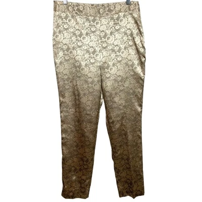 Pantalones de vestir Talbots Heritage con cremallera lateral encaje floral dorado tobillo metálico talla 6 Foto 1 de 4