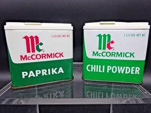 Lot Vtg 60s McCormick Chili Powder Spice Baltimore San Francisco Advertising Tin - Picture 1 of 7