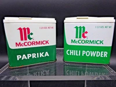 Lot Vtg 60s McCormick Chili Powder Spice Baltimore San Francisco Advertising Tin - Image 1 of 4