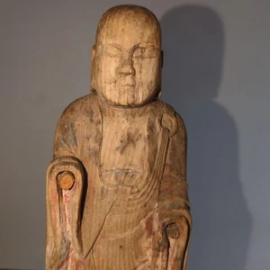 Beschädigung JIZO Bodhisattva Holzschnitzerei Statue 9 Zoll groß japanische antike Puppe - Bild 1 von 13