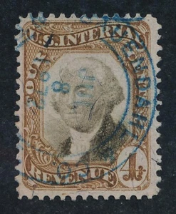 UNITED STATES (US) R136 USED VF, 4c, CUT CANCEL - Picture 1 of 2