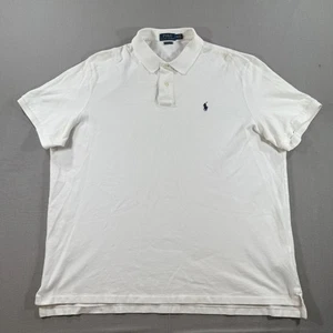 Polo Ralph Lauren Polo Shirt Mens 2XL White Knit Classic Fit Solid Rugby - Picture 1 of 9