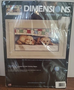 2004 Dimensions Counted Cross Stitch 35147 Time Out 14”x7” Puppies D6 - Picture 1 of 3
