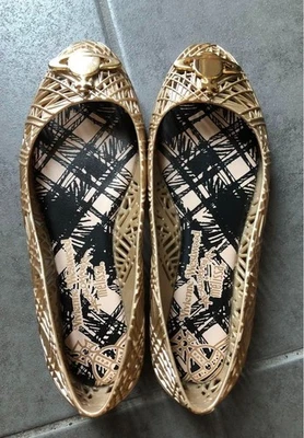 Vivienne Westwood Melissa Gold Mesh Pumps Flat Shoes USA6 Used - Image 1 of 4