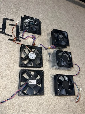Lote de 6 ventiladores de estojo de PC 4 pinos + 3 pinos desconhecido não testado - Imagem 1 de 4