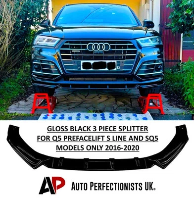 Audi Q5 SQ5 S Line FY Gloss Black Front Splitter Spoiler Lip Body Kit 18-20 - Image 1 of 4