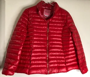 Kate Spade Sz XL Packable Down Puffer Jacket Red Zip Up Quilted Long Sleeve - Foto 1 di 17