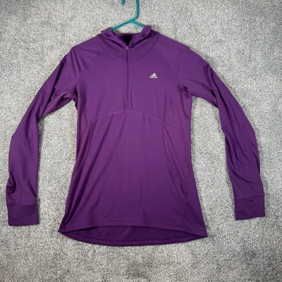 Adidas Climalite Pullover Medio Cuarto Cremallera Correr Agujeros para los Pulgares Top Atletismo Foto 1 de 4