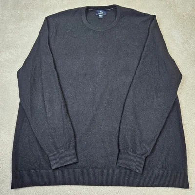 Lands End Men's XXL Tall 100% Cashmere Crewneck Sweater Black Preppy Old Money - Image 1 of 4