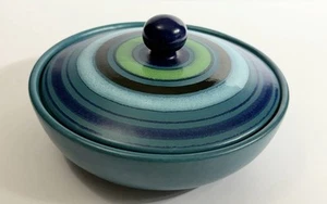 Vintage MCM Rosenthal Striped Netter Bitossi Italian Art Pottery Bowl With Lid - Picture 1 of 8