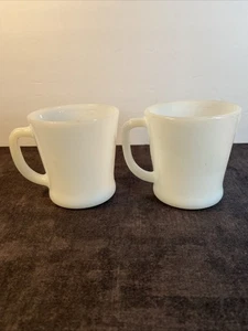 2 Fire King Anchor Hawking Oven Ware White Milk Glass, D Handle-Coffee Tea Cups - Picture 1 of 19