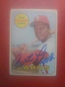 Curt Flood signed handsigniert 1969 Baseballkarte Signature Cardinals Topps # 540 - Bild 1 von 5