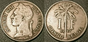 Congo Belge - Albert Ier - 1 franc 1927 !! KM#20 - Imagen 1 de 1