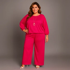 Two Piece Loose Fit Palazzo Trousers + Batwing Top Outfit - Picture 1 of 30