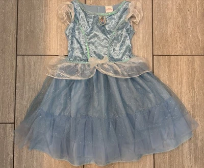 Disney Princess Cinderella Girls Costume Size Small 4-6 Blue Sparkle Tulle Gown - Image 1 of 4