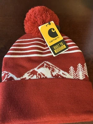 Hermoso gorro Carhartt para mujer nuevo con etiquetas rojo blanco montañas Foto 1 de 4