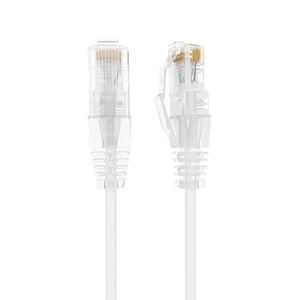 Slim Cat6a UTP Snagless Patch Cable, White - 0.5/1/2/3/5/6/7/10/14/15/20/25 ft - Picture 1 of 1