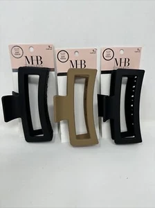 Secure Hold Soft Touch Hair Claw Clips 3 Pack 1-Brown 2-Black 5 Inch MHB NEW - Picture 1 of 7