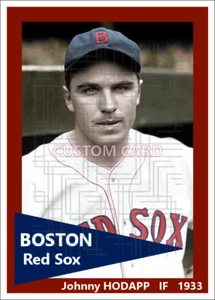 Johnny Hodapp - 1933 Boston Red Sox - 2.5 x 3.5 custom card (blank back) - Picture 1 of 1