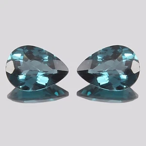 Natural Blueish Green Tourmaline Pear Cut Loose Gemstone Matching Pair 16x12 MM - Picture 1 of 6
