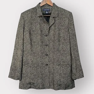 Preston & York Button Front Jacket Women 16 Black Silk Rayon Lined Pockets G63 - Picture 1 of 15