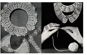 Häkelmuster zur Herstellung von Vintage 1940er Spitzenkragen & hübsche Kantenborte - Bild 1 von 1